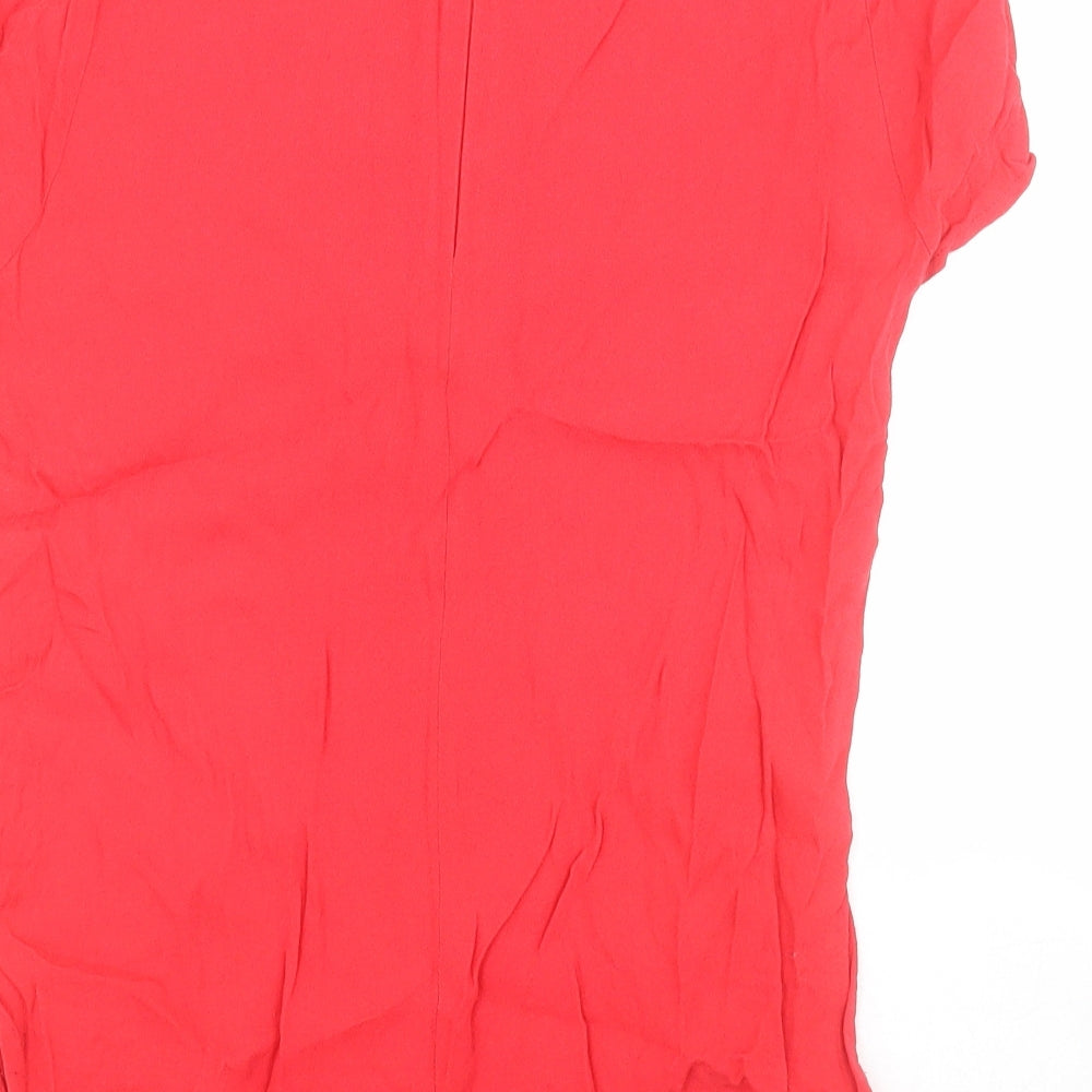 New Look Womens Red Viscose Basic Blouse Size 10 Round Neck
