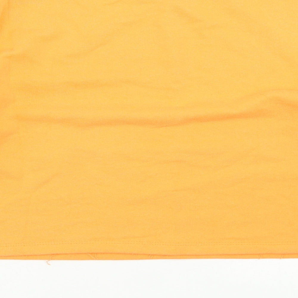 Pull&Bear Womens Orange Cotton Pullover Sweatshirt Size S - Cropped