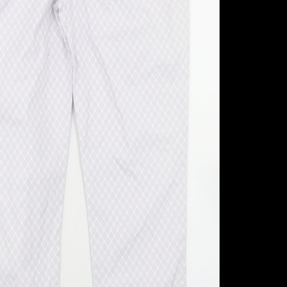 Gap Womens Grey Geometric Cotton Pedal Pusher Trousers Size 6 L26 in Regular Button