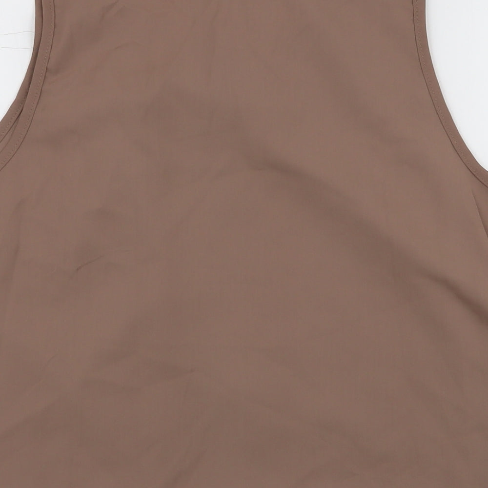 Fly Curby Womens Brown Floral Polyester Basic Blouse Size 2XL Round Neck