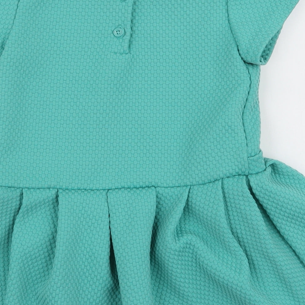 NEXT Girls Blue Polyester A-Line Size 3-4 Years Round Neck Button