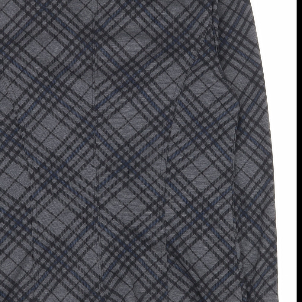 Suzy Shier Womens Grey Plaid Polyester Jacket Suit Jacket Size L