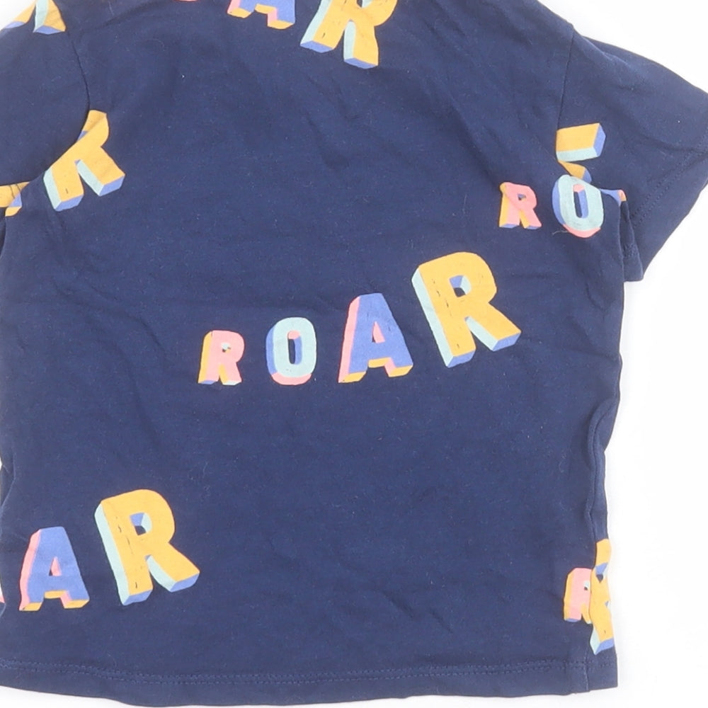 Marks & Spencer Baby Blue Cotton Pullover T-Shirt Size 12-18 Months Round Neck Snap - Roar