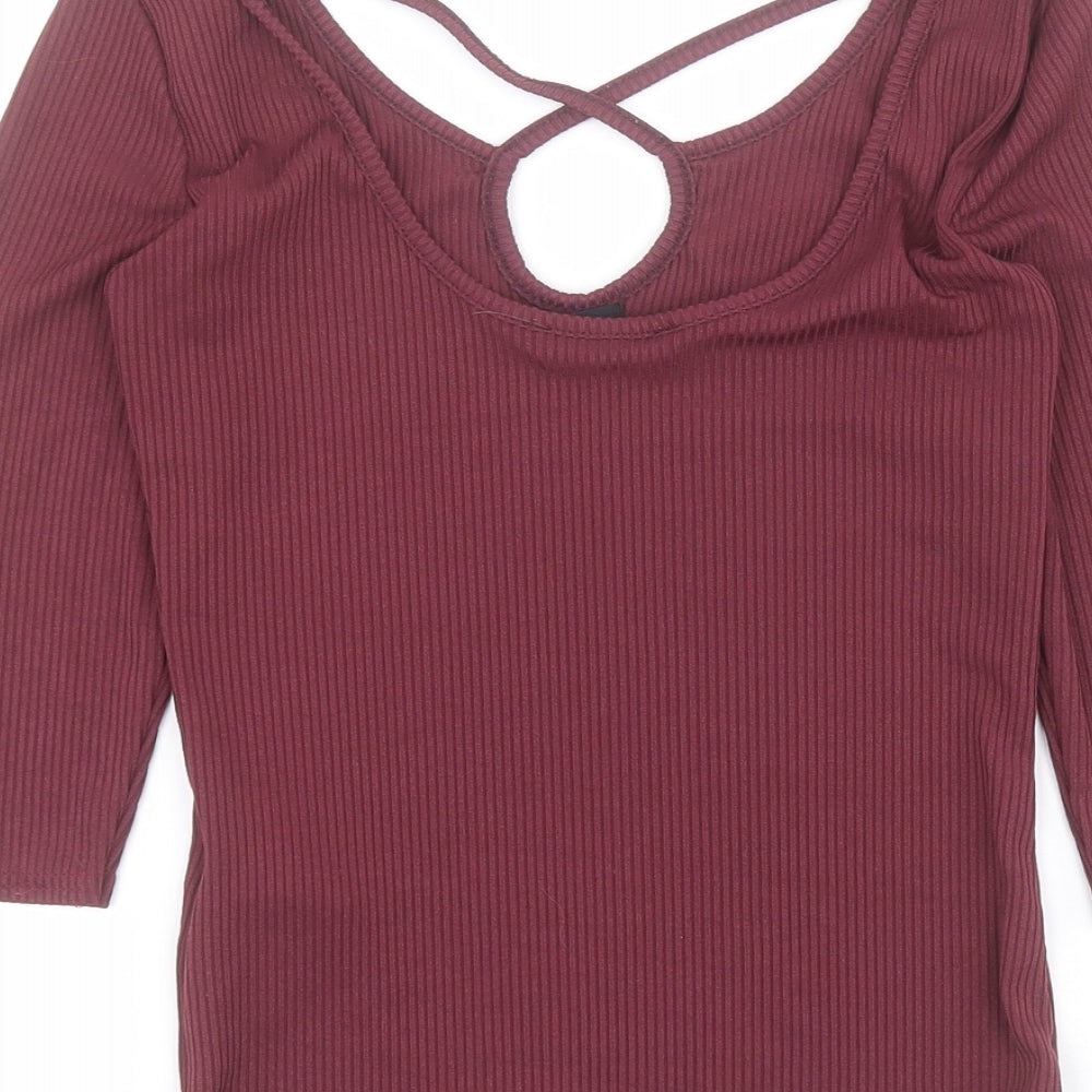New Look Womens Purple Polyester Camisole T-Shirt Size 10 Scoop Neck - Ribbed