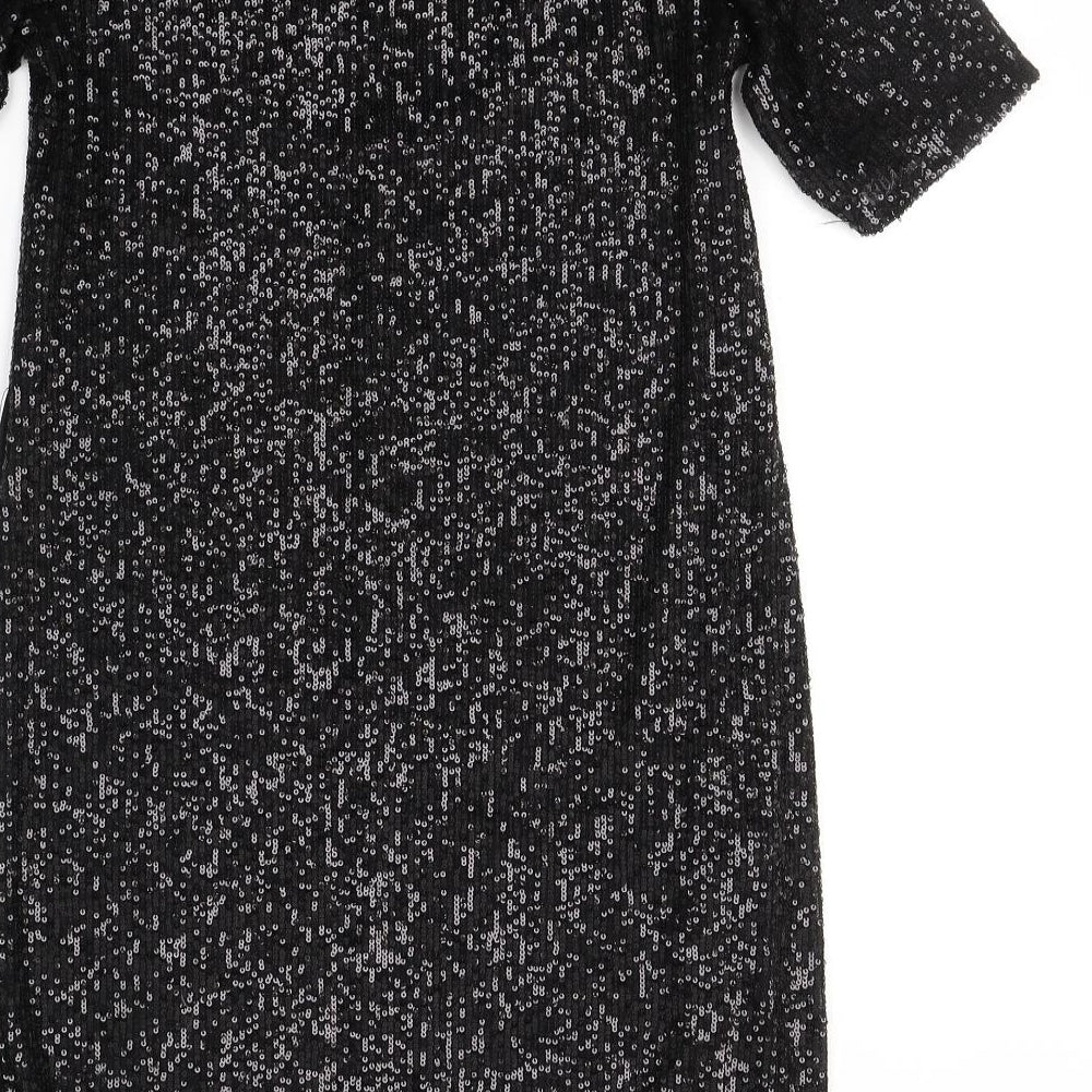 New Look Womens Black Polyester A-Line Size 10 Round Neck Pullover