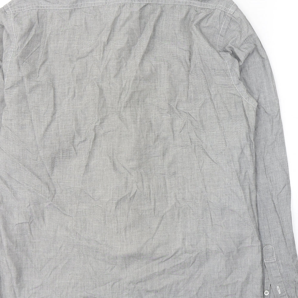 Peter Werth Mens Grey Cotton Button-Up Size M Collared Button