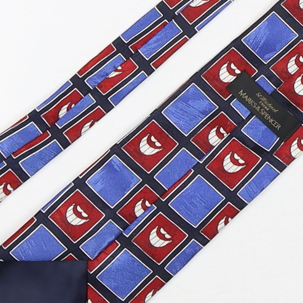 Marks & Spencer Mens Multicoloured Plaids & Checks Polyester Pointed Tie One Size