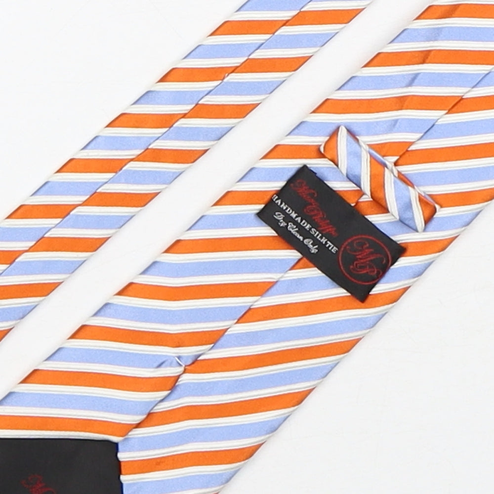 Max Phillipe Mens Multicoloured Striped Silk Pointed Tie One Size
