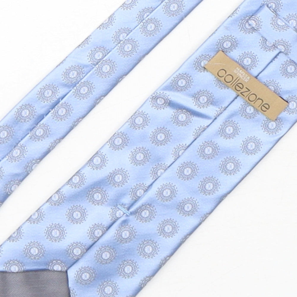 Collezione Mens Blue Geometric Silk Pointed Tie One Size