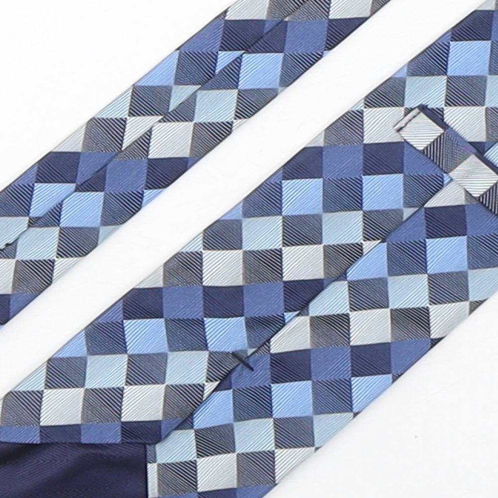 Marks & Spencer Mens Blue Plaids & Checks Silk Pointed Tie One Size