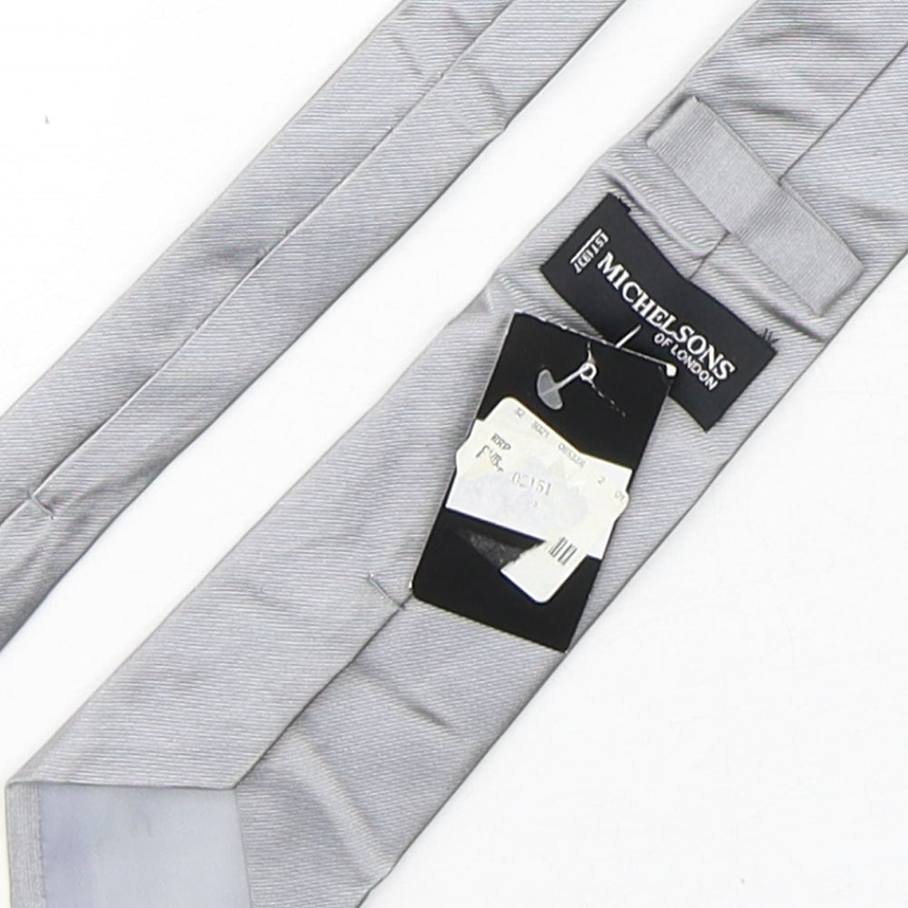 Michelsons Mens Grey Silk Pointed Tie One Size