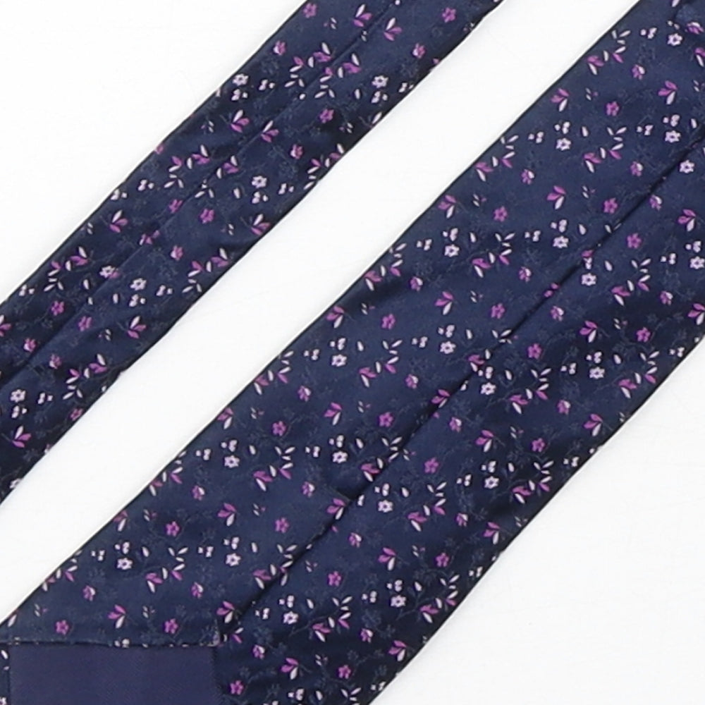 Marks & Spencer Mens Blue Floral Silk Pointed Tie One Size