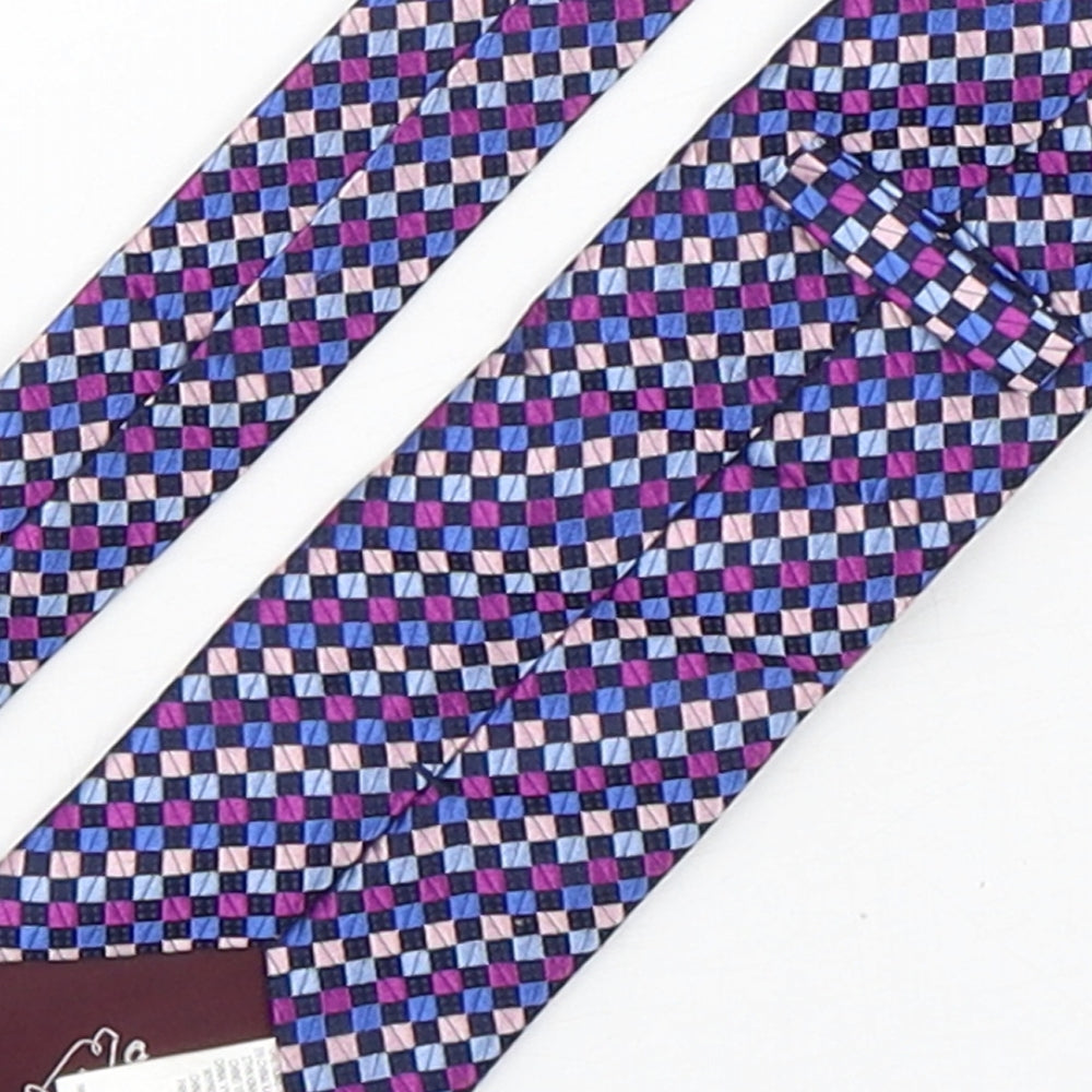 Marks & Spencer Mens Multicoloured Plaids & Checks Silk Pointed Tie One Size