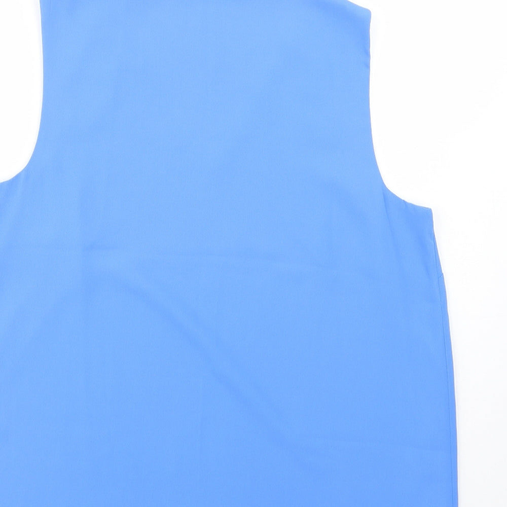 Dunnes Stores Womens Blue Polyester Basic Blouse Size 14 V-Neck