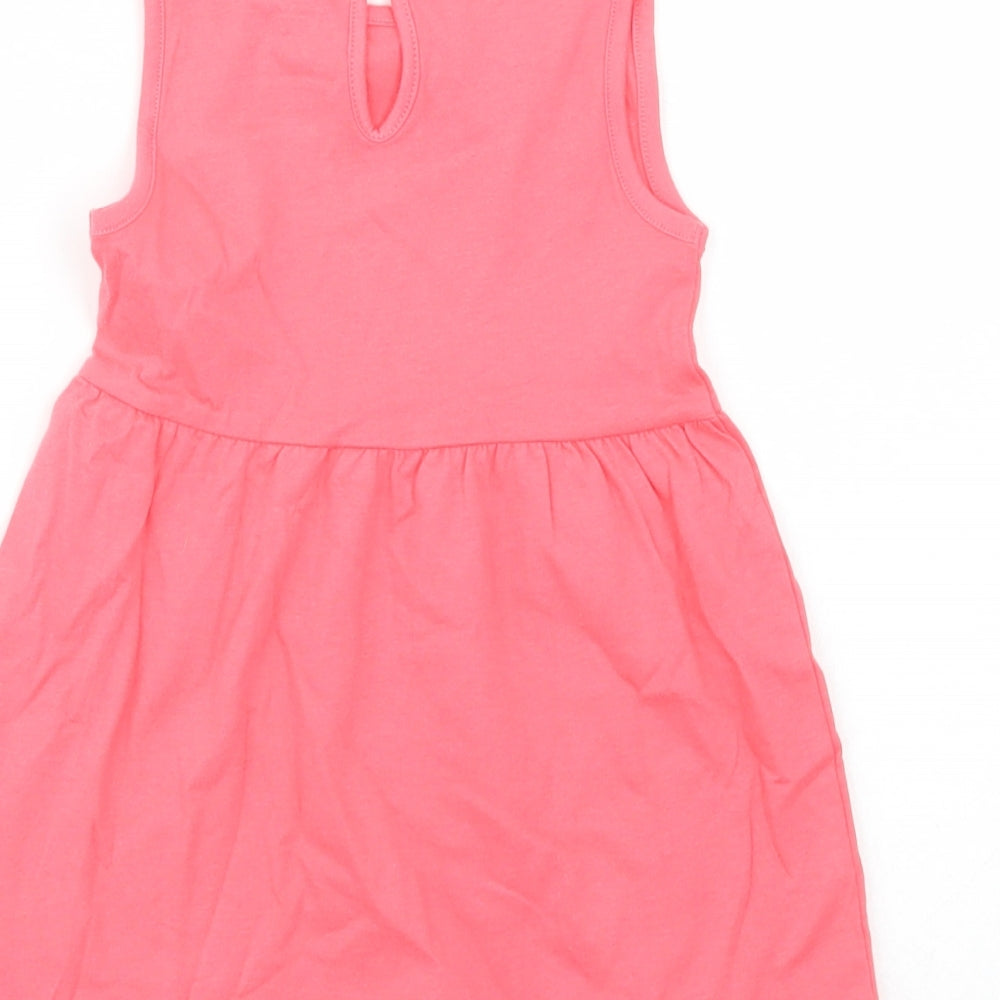 F&F Baby Pink Cotton Tank Dress Size 9-12 Months Crew Neck Button