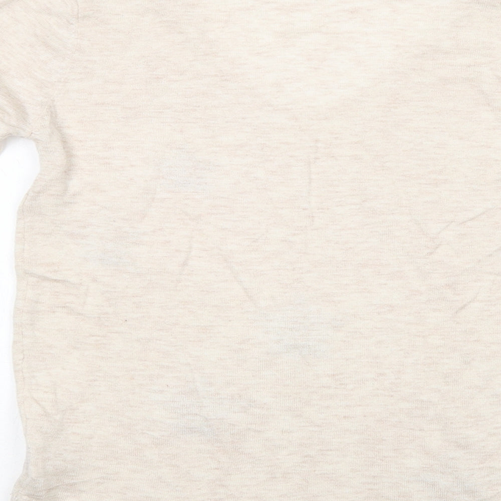 Vintage Dressing Womens Beige V-Neck Polyester Pullover Jumper Size S - Stars