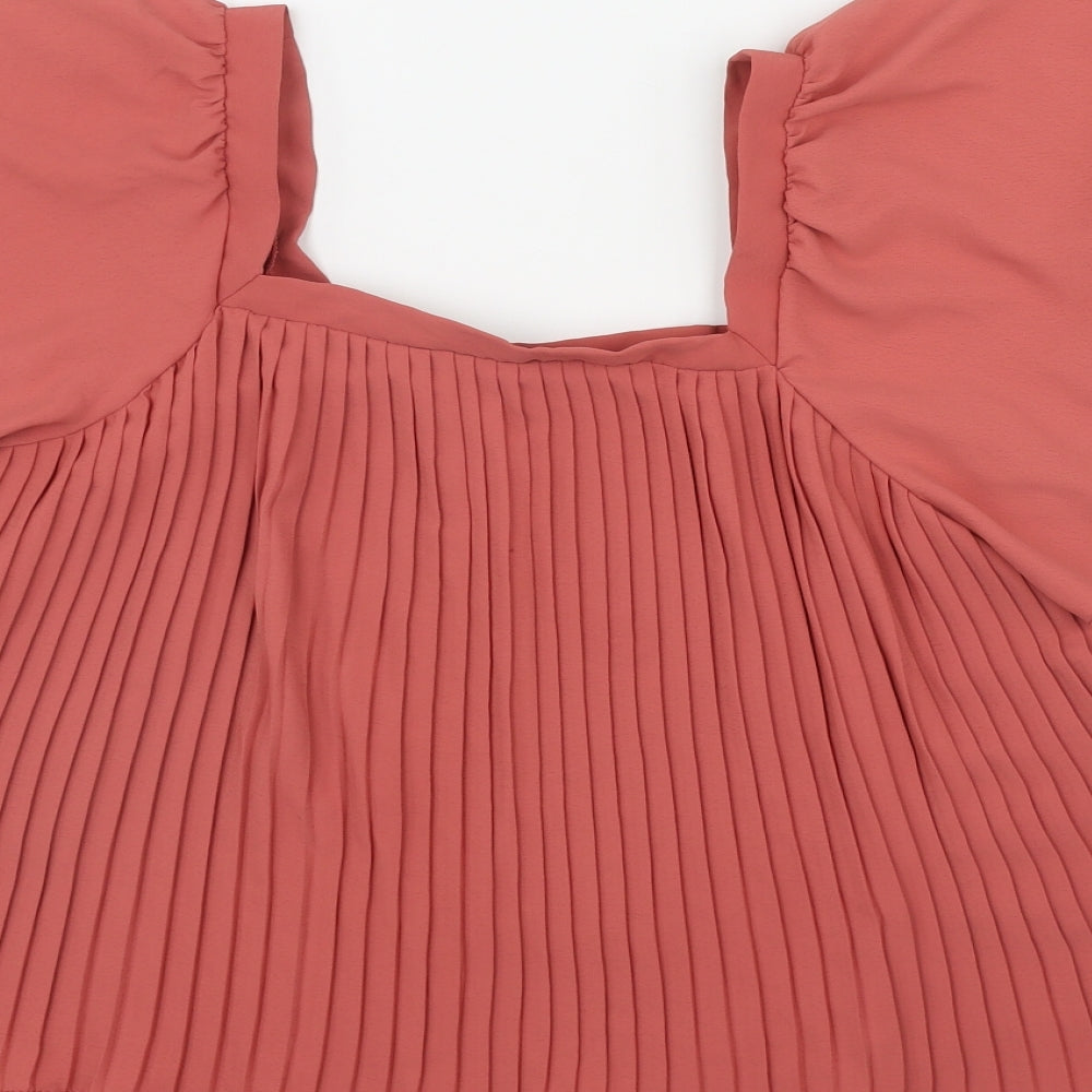 George Womens Pink Polyester Basic T-Shirt Size 8 Square Neck