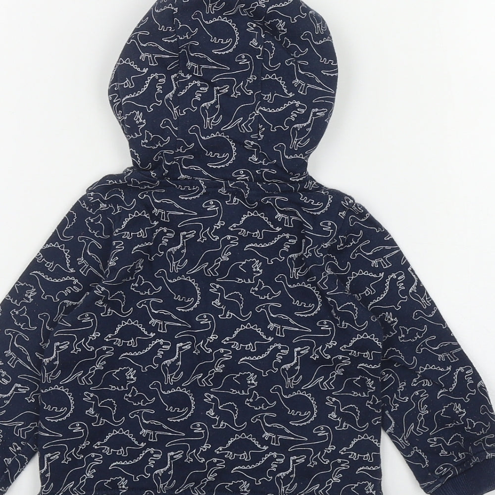 INEXTENSO Boys Blue Geometric Cotton Full Zip Hoodie Size 2 Years Zip