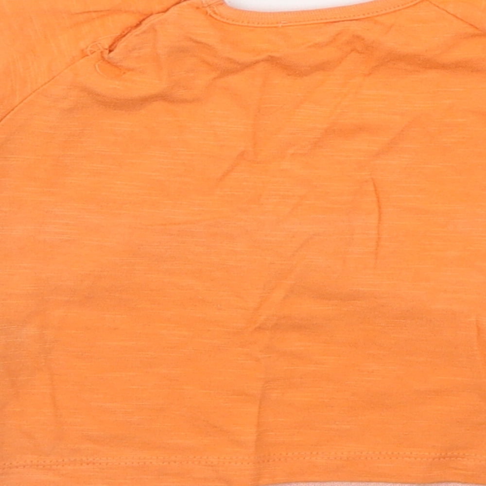 Dunnes Stores Boys Orange Cotton Basic T-Shirt Size 3-6 Months Round Neck Snap - Tiger