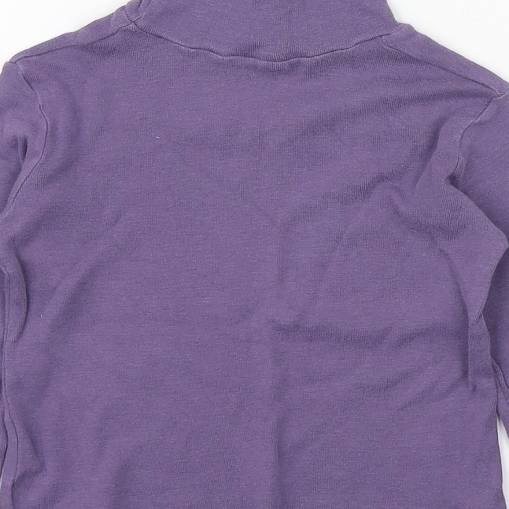 United Colors of Benetton Girls Purple Cotton Basic T-Shirt Size 2 Years High Neck Pullover