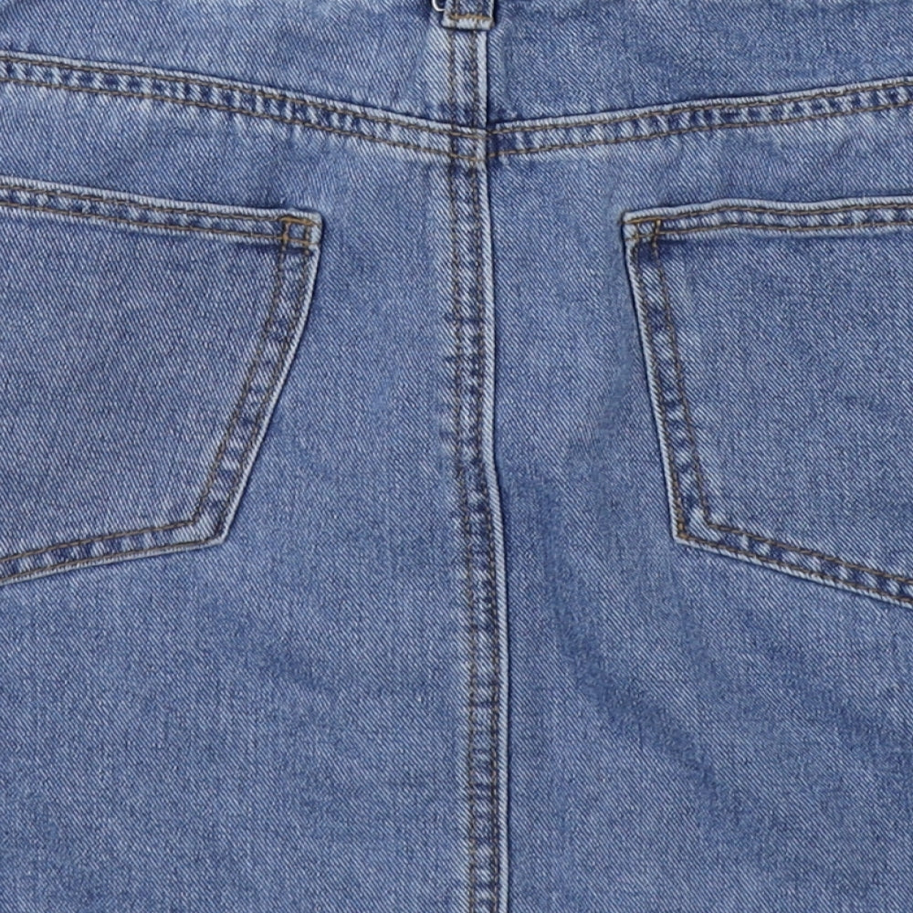 Denim co. Womens Blue Cotton A-Line Skirt Size 12 Zip