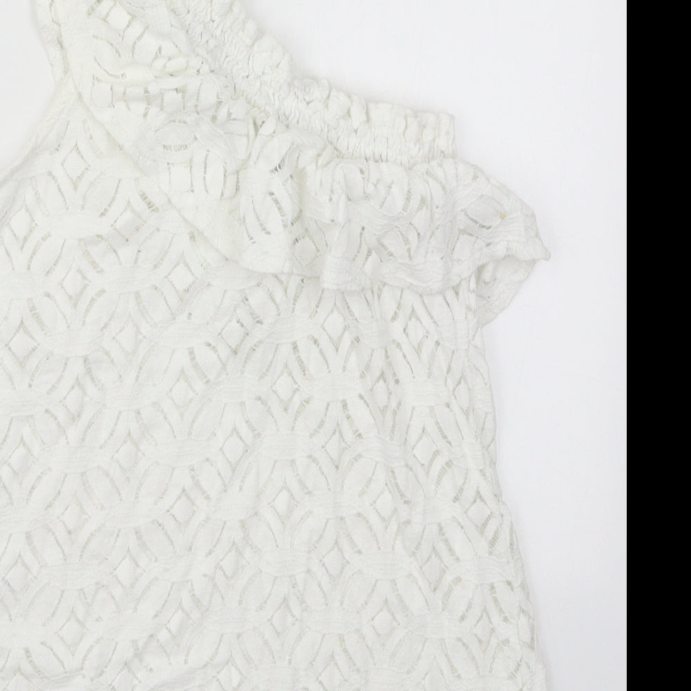 H&M Womens White Cotton Basic Tank Size XS One Shoulder