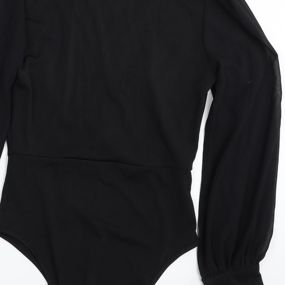 SheIn Womens Black 100% Polyester Bodysuit One-Piece Size S Snap - Item Length -30in