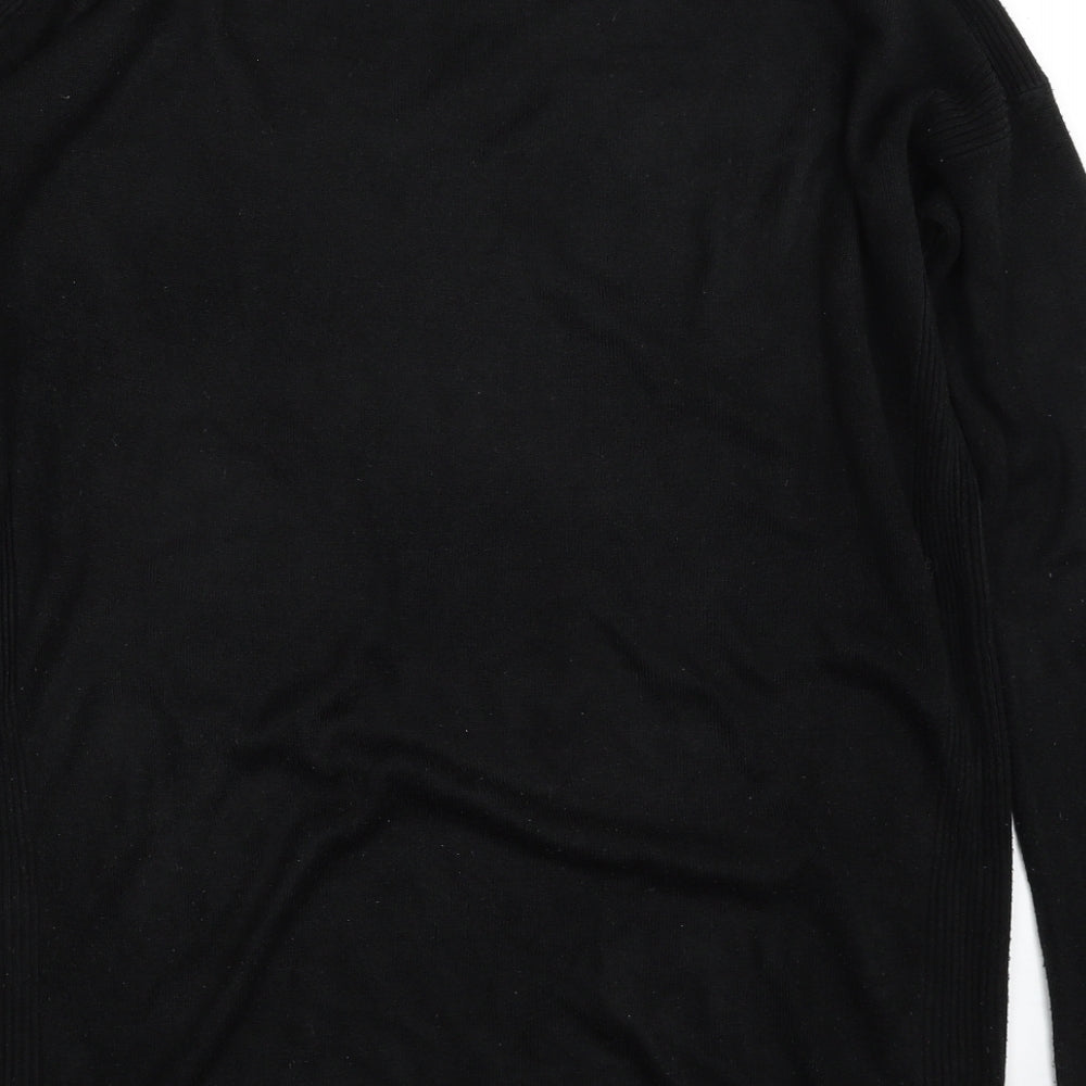 New Look Womens Black Crew Neck Acrylic Tunic Jumper Size M