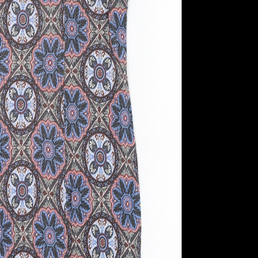 New Look Womens Blue Paisley Viscose Pencil Dress Size 10 Round Neck Pullover