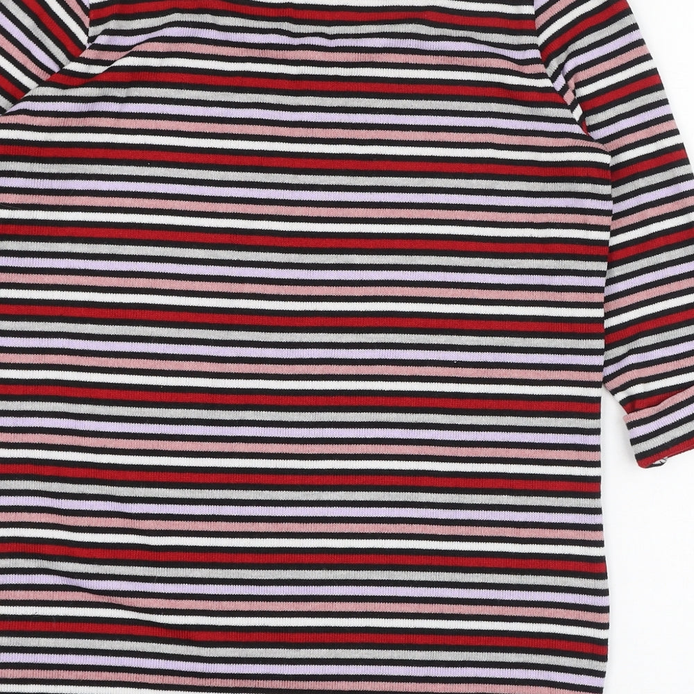 New Look Womens Multicoloured Round Neck Striped Polyester Pullover Jumper Size 10