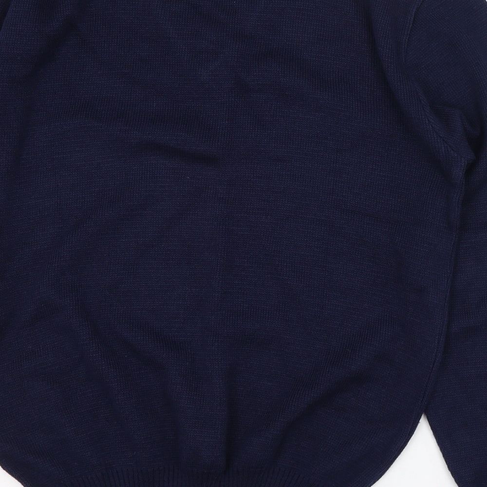 Something Special Mens Blue V-Neck Acrylic Pullover Jumper Size L