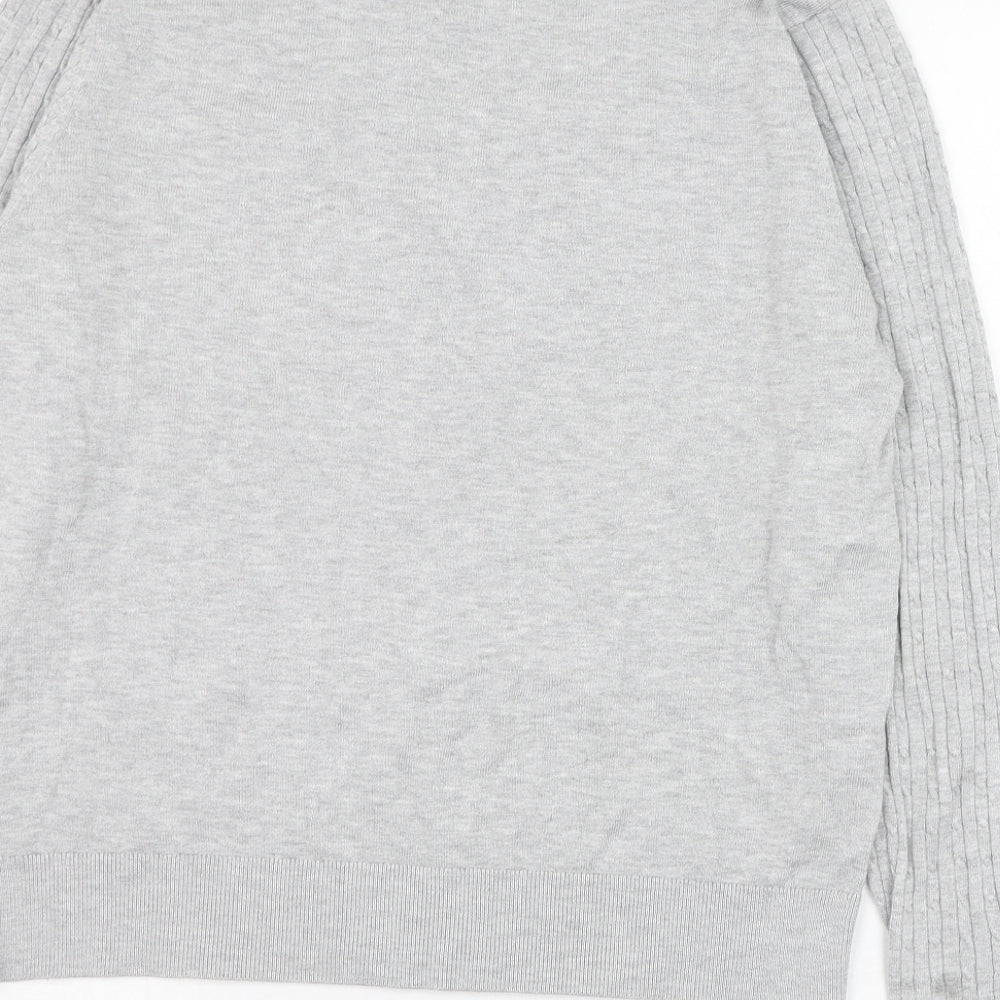 H&M Womens Grey V-Neck Viscose Pullover Jumper Size L