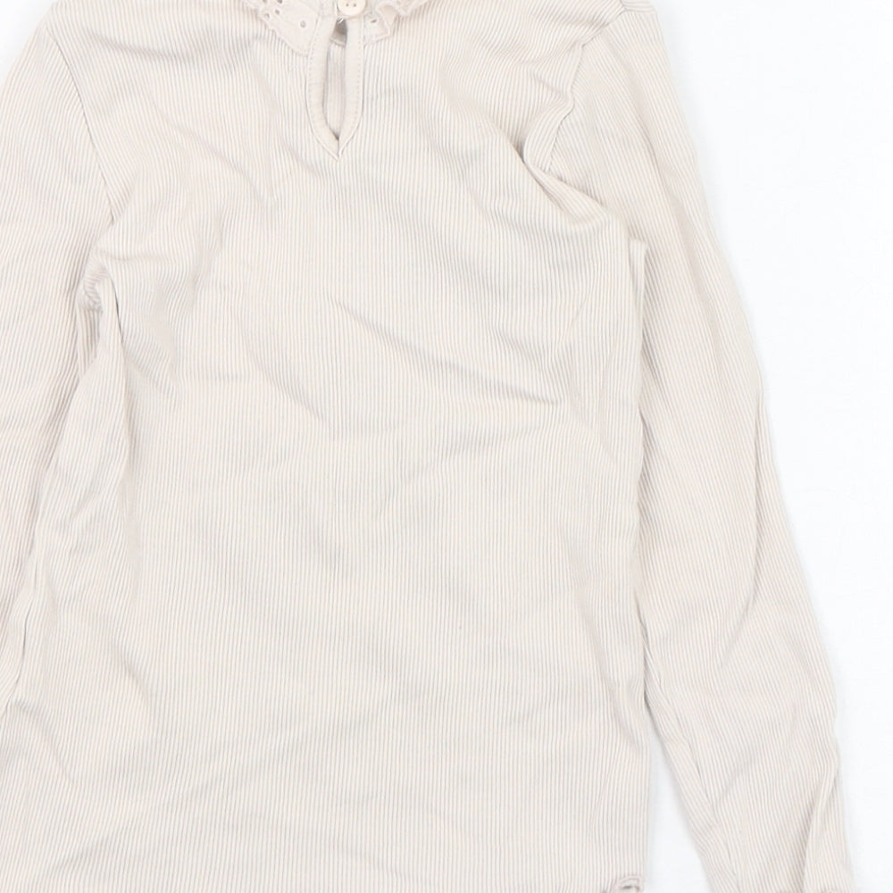George Girls Beige Cotton Basic T-Shirt Size 3-4 Years Collared Pullover