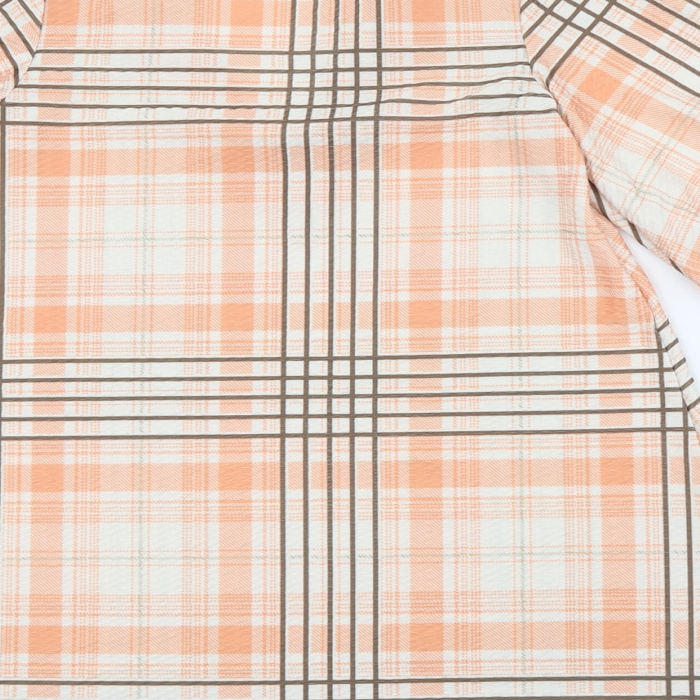 ASOS Womens Orange Plaid Polyester Shift Size 2 V-Neck