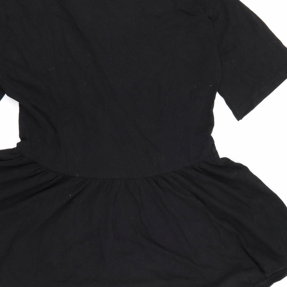 ASOS Womens Black Cotton Fit & Flare Size 2 Crew Neck