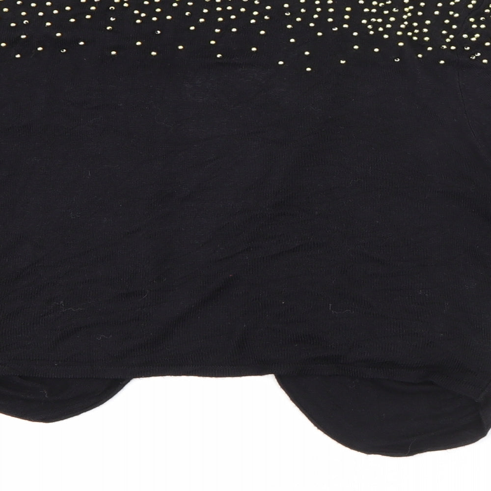 H&M Womens Black V-Neck Viscose Cardigan Jumper Size 12