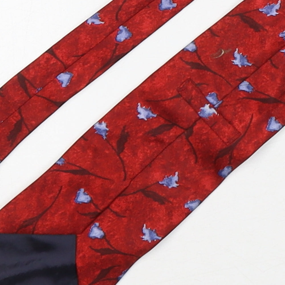 Marks & Spencer Mens Red Floral Silk Pointed Tie One Size