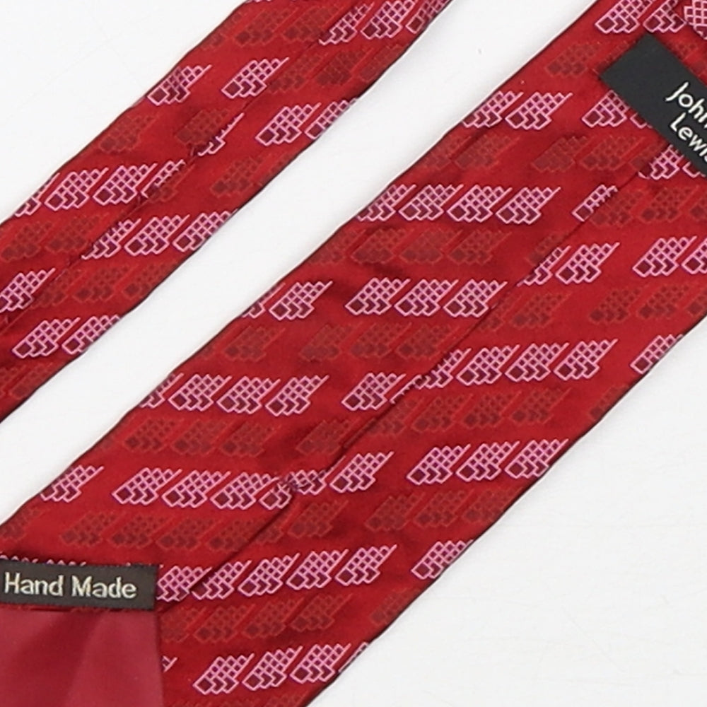 John Lewis Mens Red Geometric Silk Pointed Tie One Size