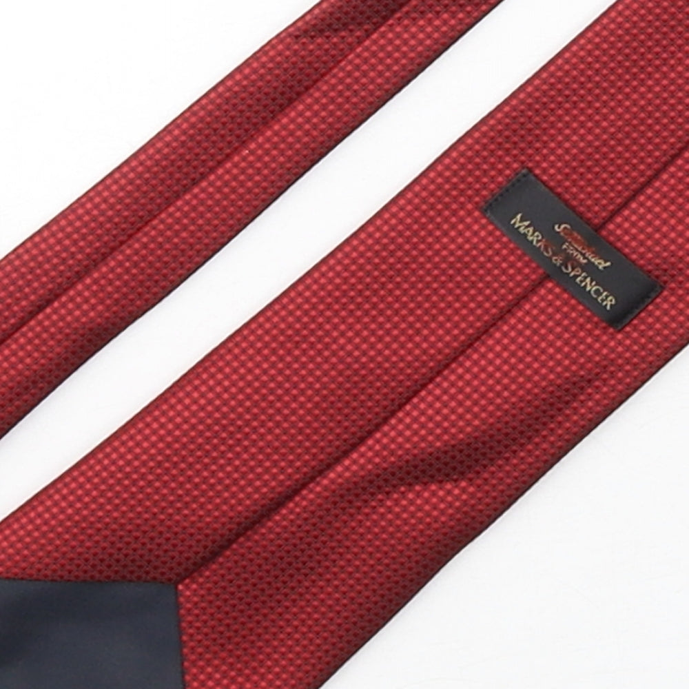 Marks & Spencer Mens Red Grenadine Polyester Pointed Tie One Size