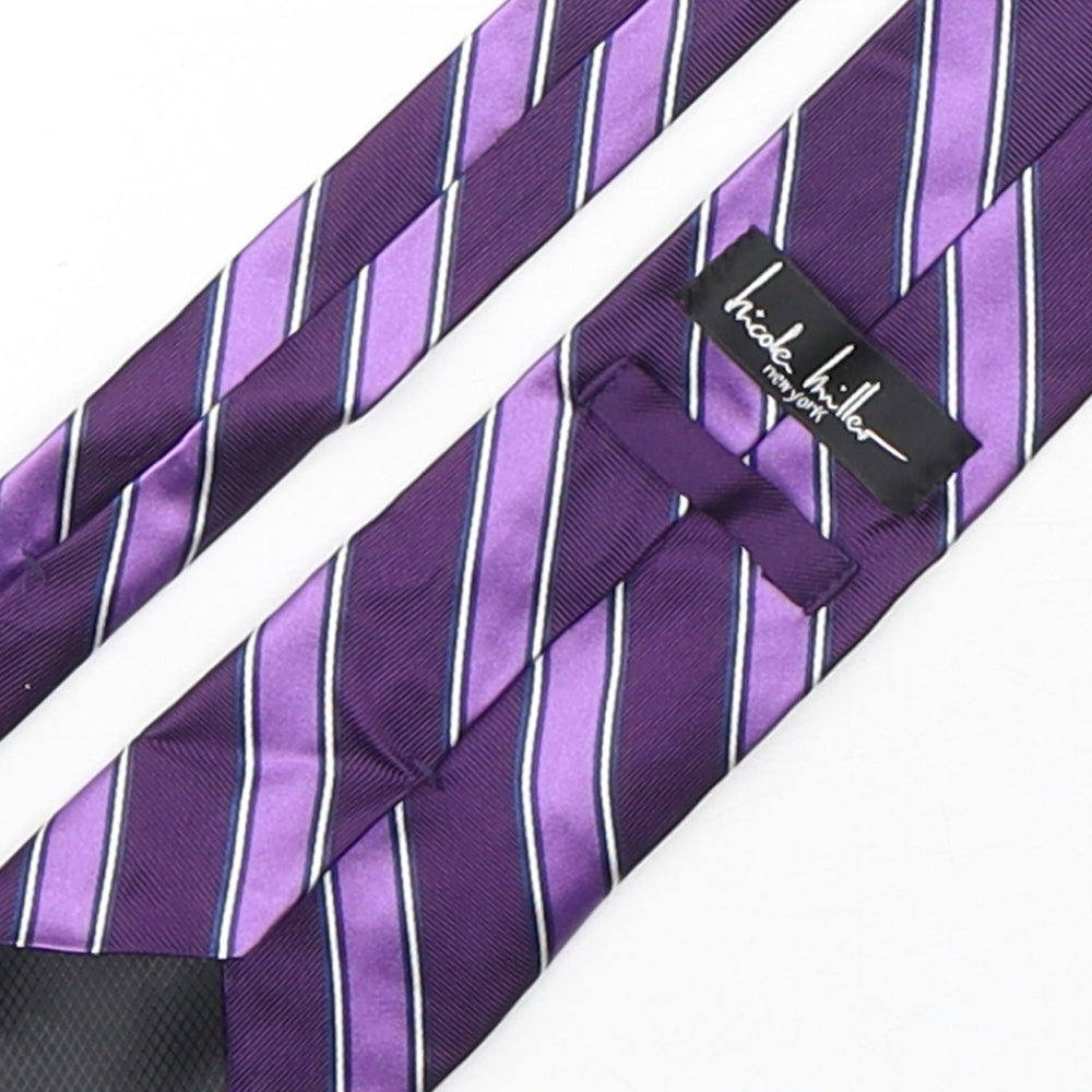 Nicole Miller Mens Purple Striped Silk Pointed Tie One Size