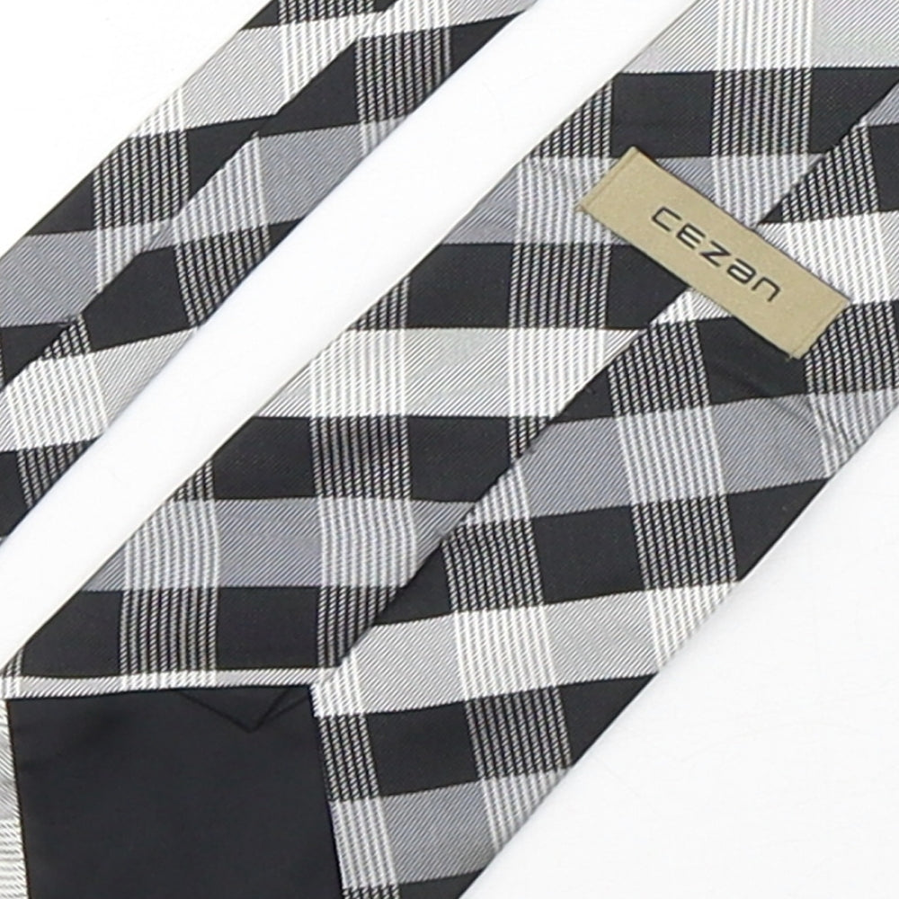 Cezan Mens Multicoloured Plaids & Checks Silk Pointed Tie One Size