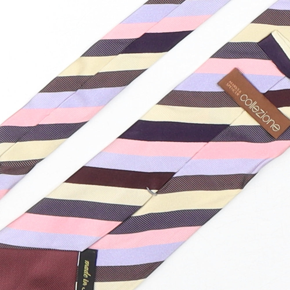 Collezione Mens Multicoloured Striped Silk Pointed Tie One Size