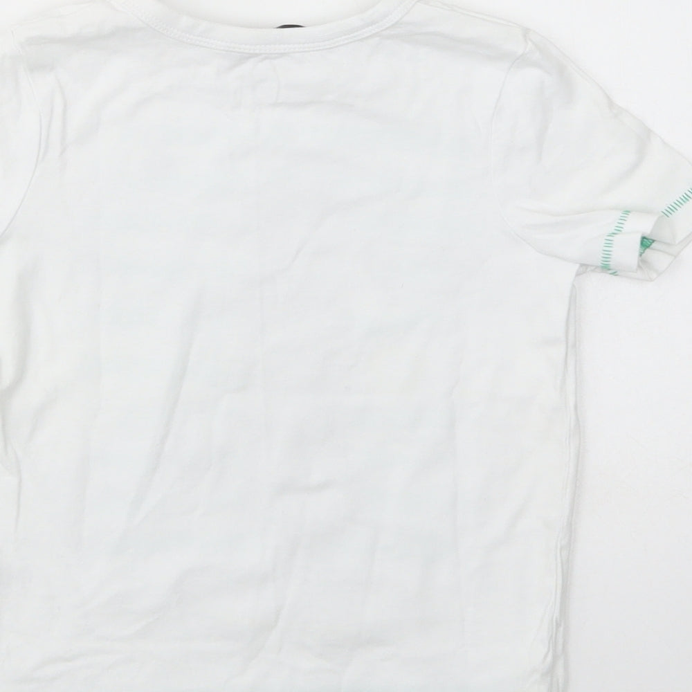 George Girls White Cotton Basic T-Shirt Size 2-3 Years Crew Neck Pullover - Meerkat