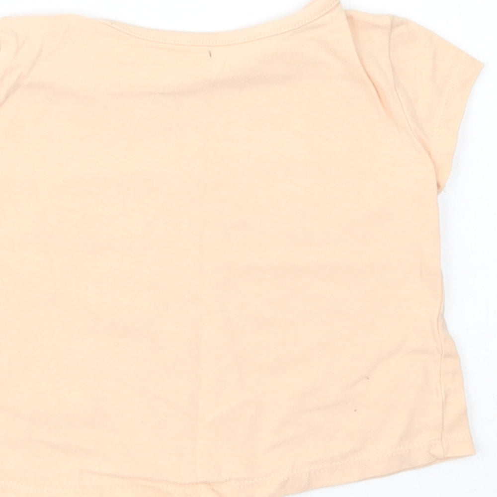 Dunnes Stores Baby Pink Cotton Basic T-Shirt Size 9-12 Months Crew Neck Pullover - Be Happy