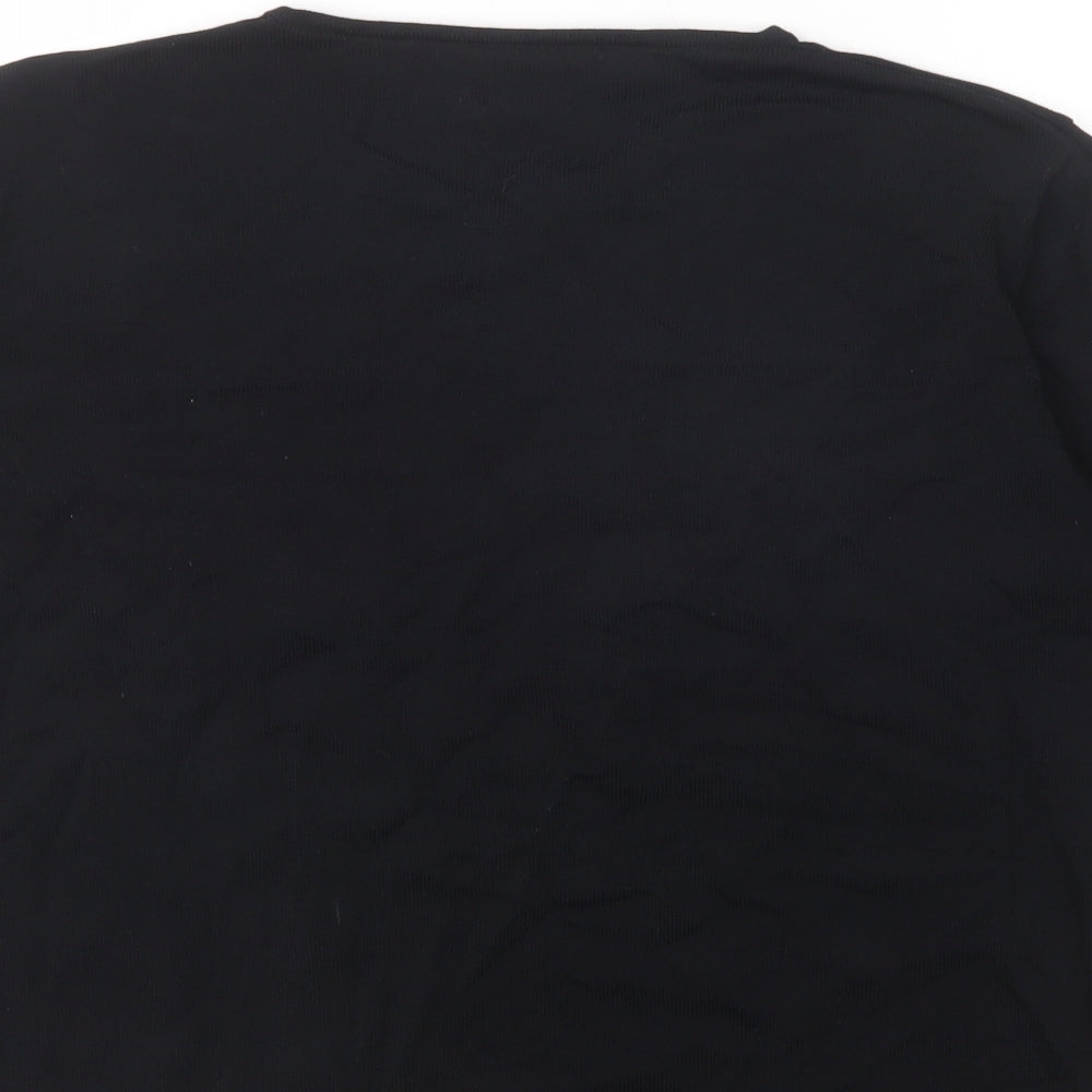 Gelco Womens Black Crew Neck Viscose Pullover Jumper Size 16