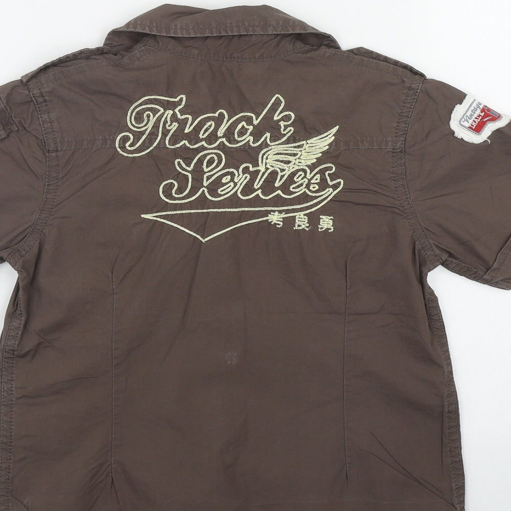 George Boys Brown Cotton Basic Button-Up Size 4-5 Years Collared Button