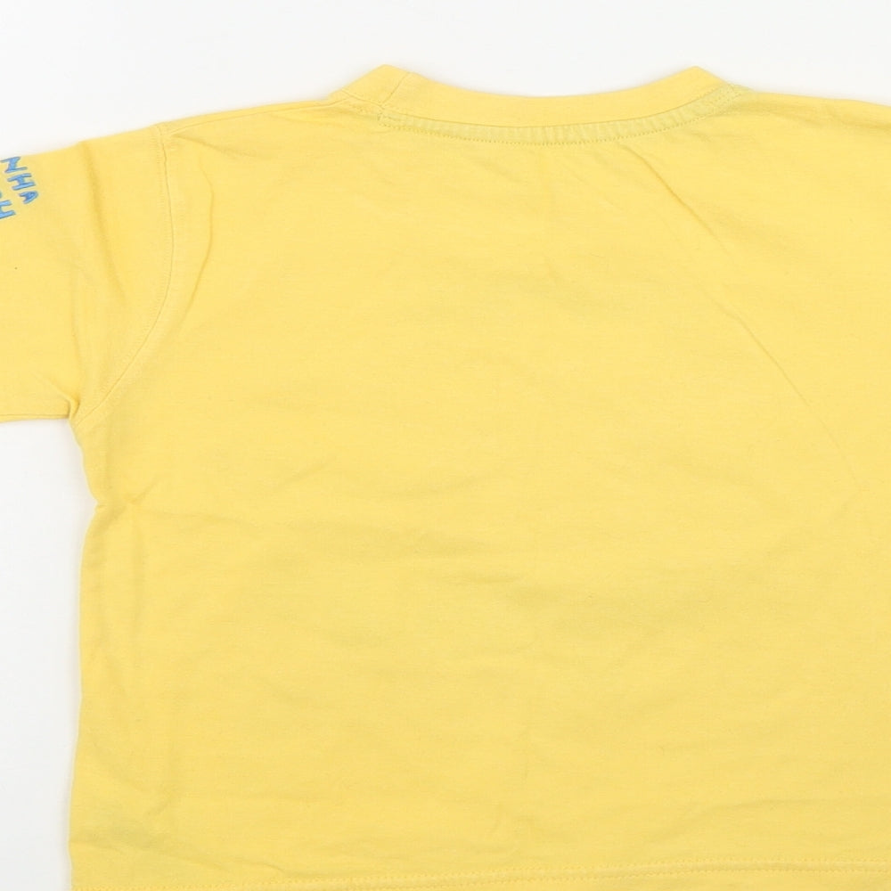 Dunnes Boys Yellow Cotton Basic T-Shirt Size 3-4 Years Round Neck - Fish