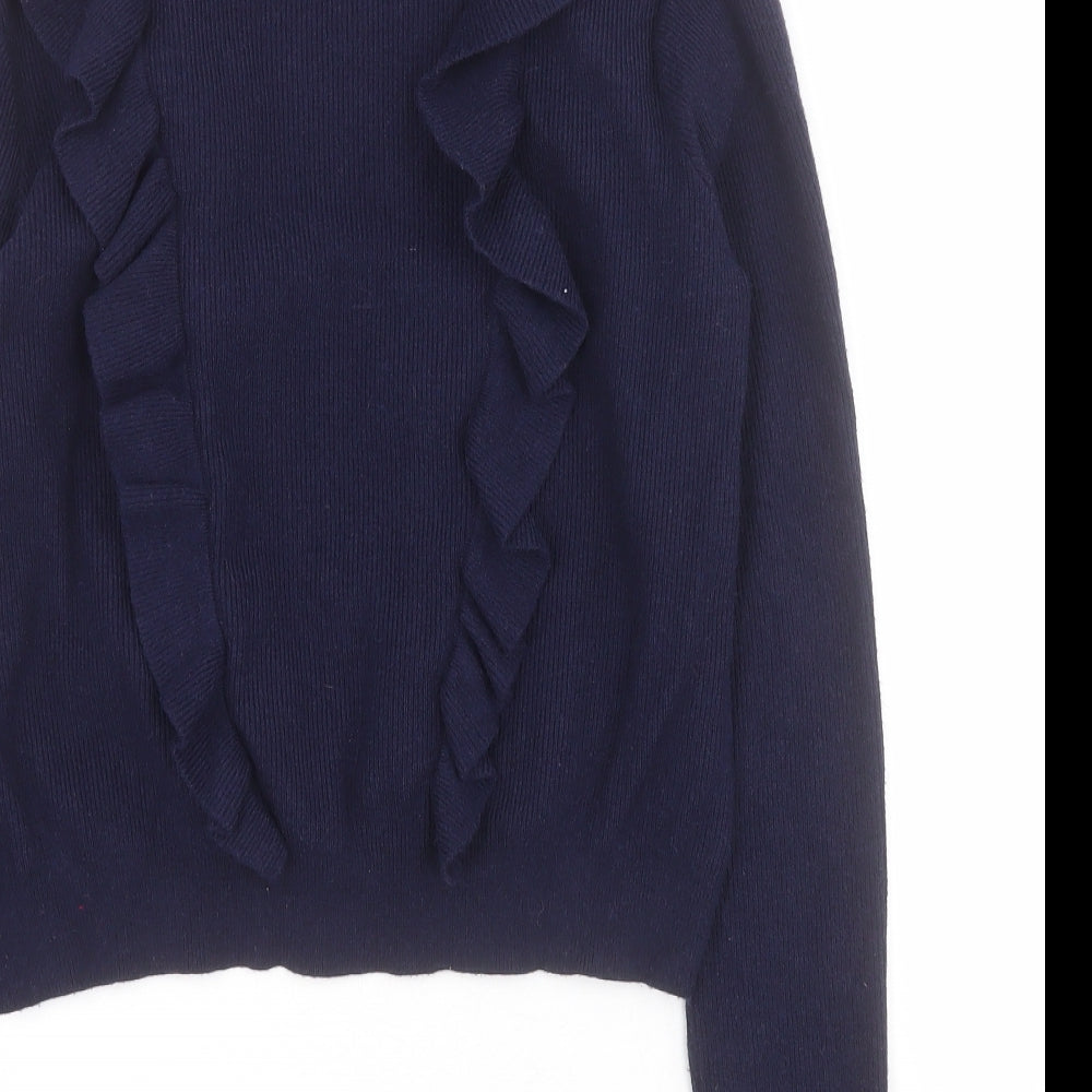 Axara Paris Womens Blue High Neck Viscose Pullover Jumper Size S