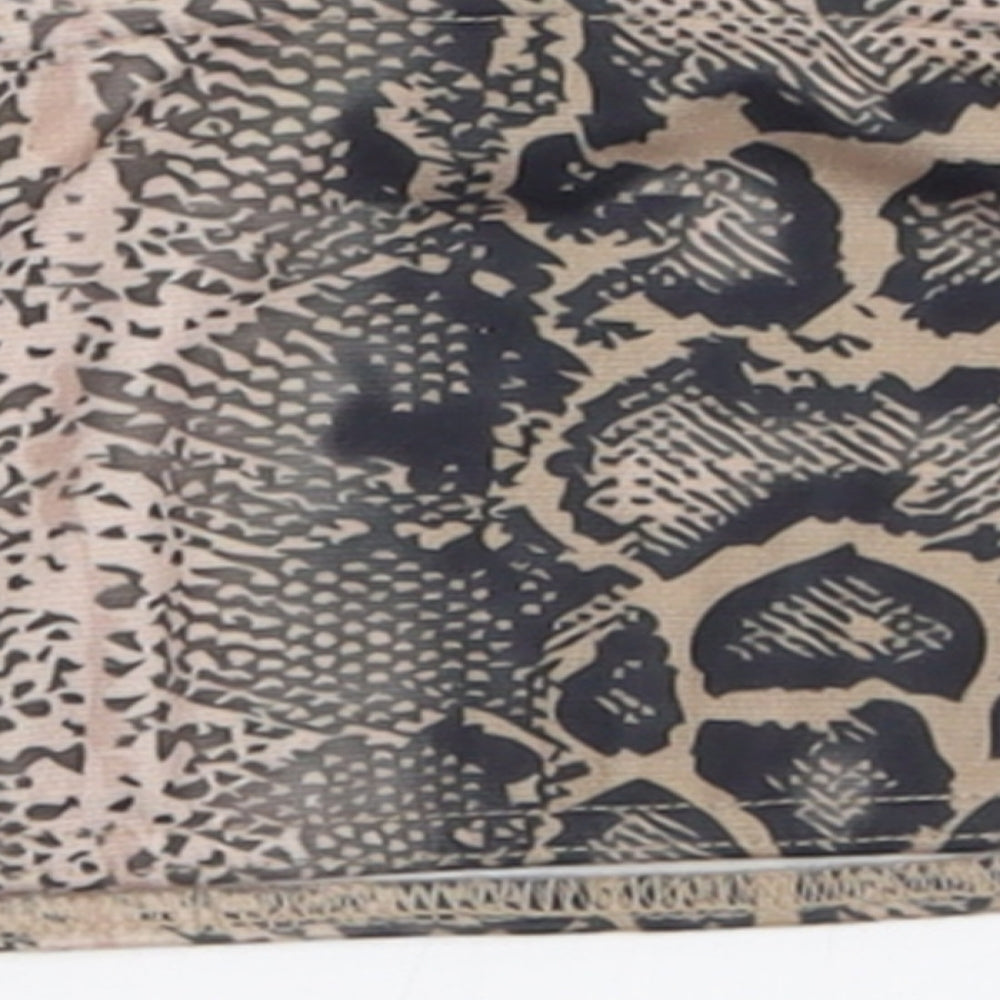Topshop Womens Brown Animal Print Polyester Cropped Tank Size 4 Off the Shoulder - Bandeau