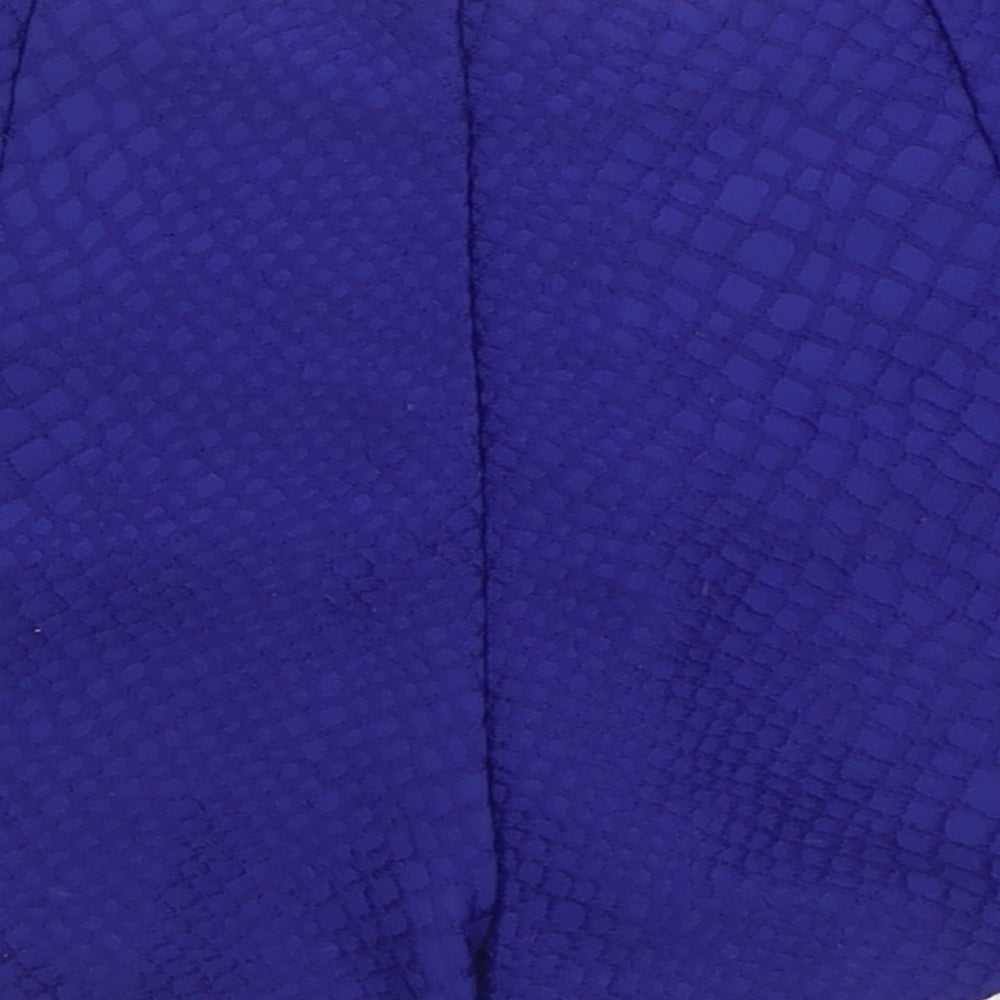 Miss Selfridge Womens Blue Polyester Boyfriend Shorts Size 8 Regular Zip